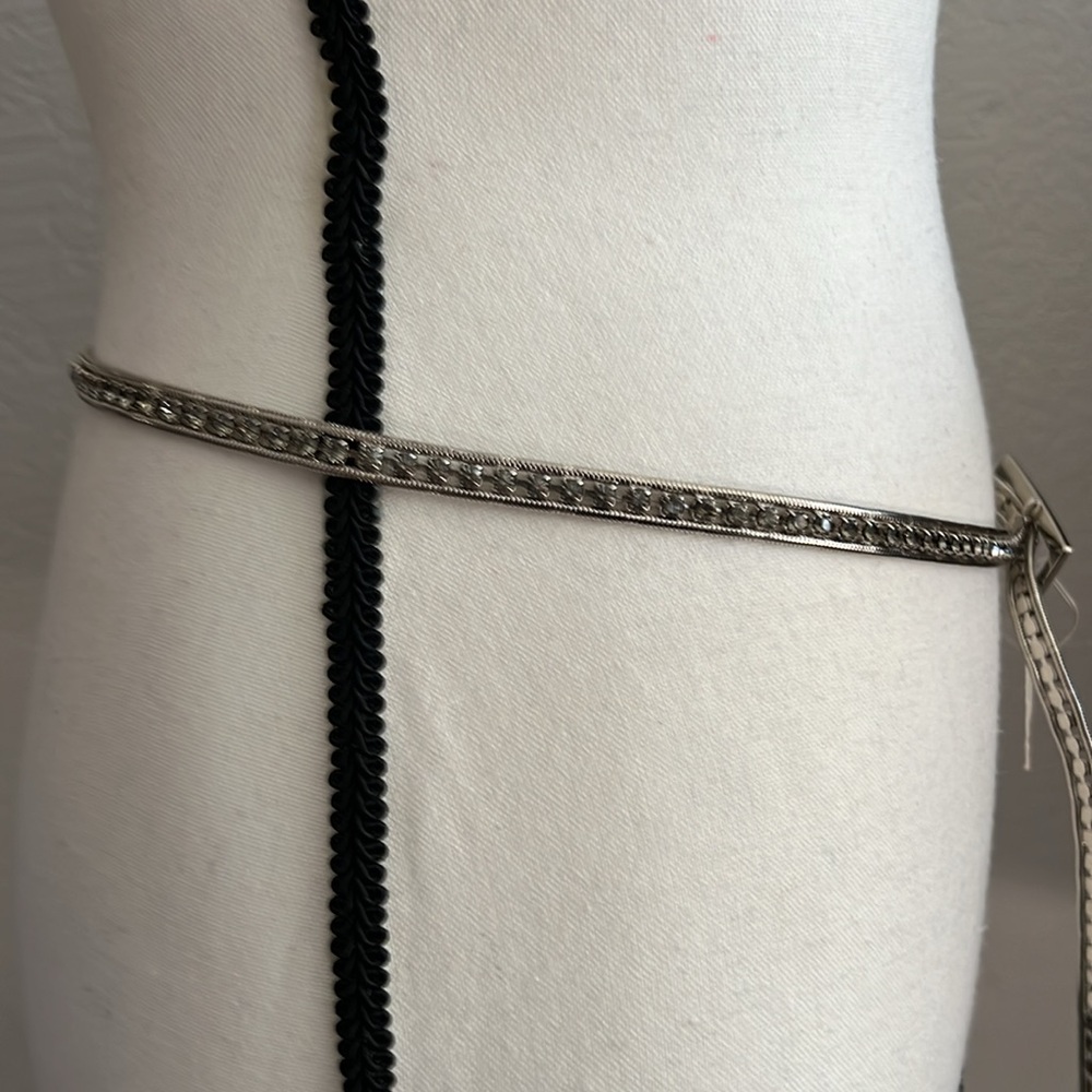 NWT J. Winston rhinestone & silver belt, 40” long - Picture 4 of 6